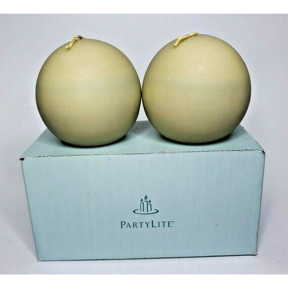 PartyLite Pair of 3" Ball Candles New in Box Ginger Apple P4F/Q38529‎
